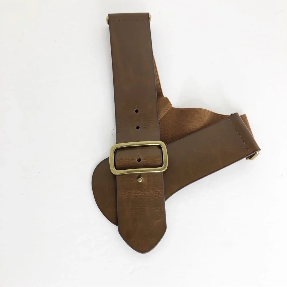 Steven by Steve Madden, brown leather stretch belt